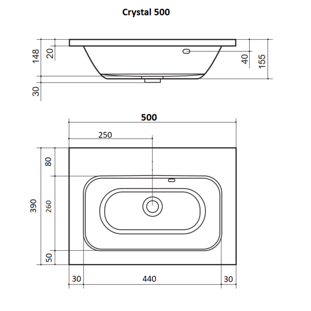 Akmens Masės Plautuvė Crystal 500 2