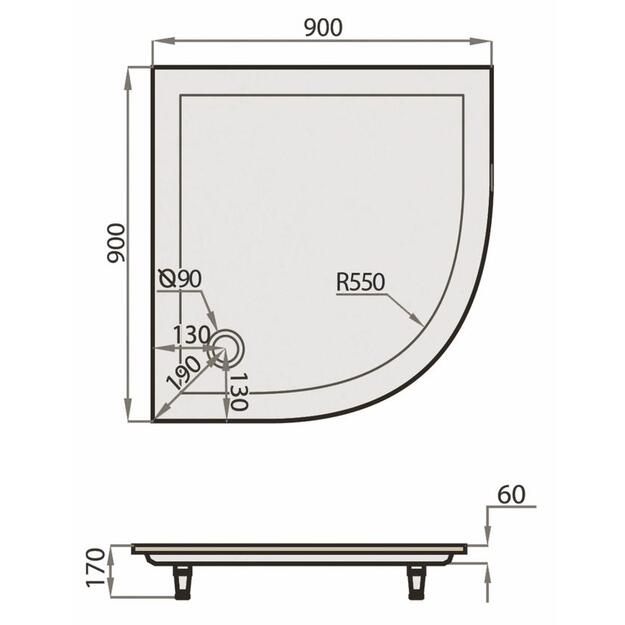 Dušo padėklas SPN Art Stone P704, 90 cm x 90 cm