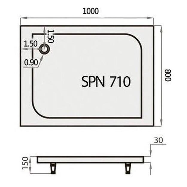 Dušo padėklas SPN Art Stone P710-R, 100 cm x 80 cm
