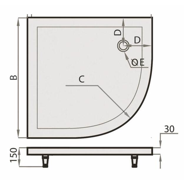 Dušo padėklas SPN Art Stone P712, 100 cm x 100 cm