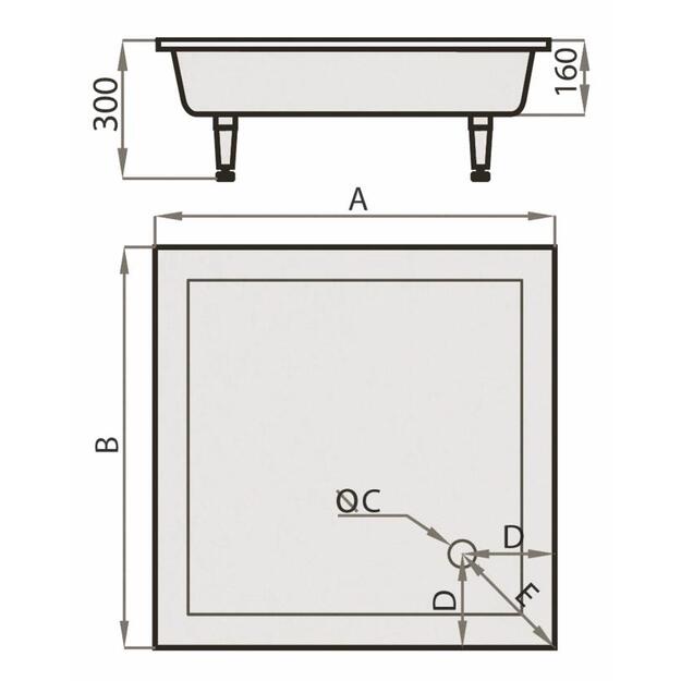Dušo padėklas SPN Art Stone P701, 90 cm x 90 cm