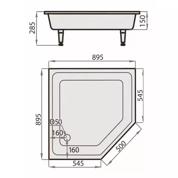 Dušo padėklas SPN Art Stone P705, 90 cm x 90 cm