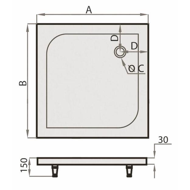 Dušo padėklas SPN Art Stone P713, 100 cm x 100 cm