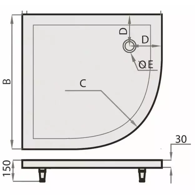 Dušo padėklas SPN Art Stone P706, 90 cm x 90 cm