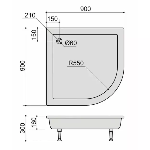 Dušo padėklas SPN Art Stone P803, 90 cm x 90 cm