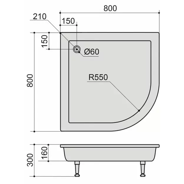 Dušo padėklas SPN Art Stone P813, 80 cm x 80 cm