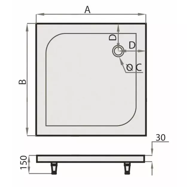 Dušo padėklas SPN Art Stone P709, 80 cm x 80 cm